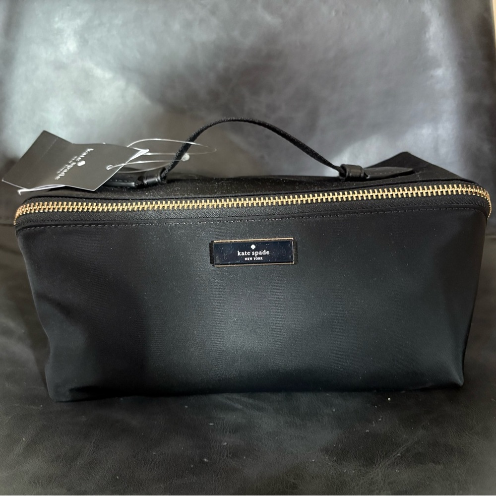 Kate Spade New York Carter Large Toiletry Makeup Bag Organizer Black NWT